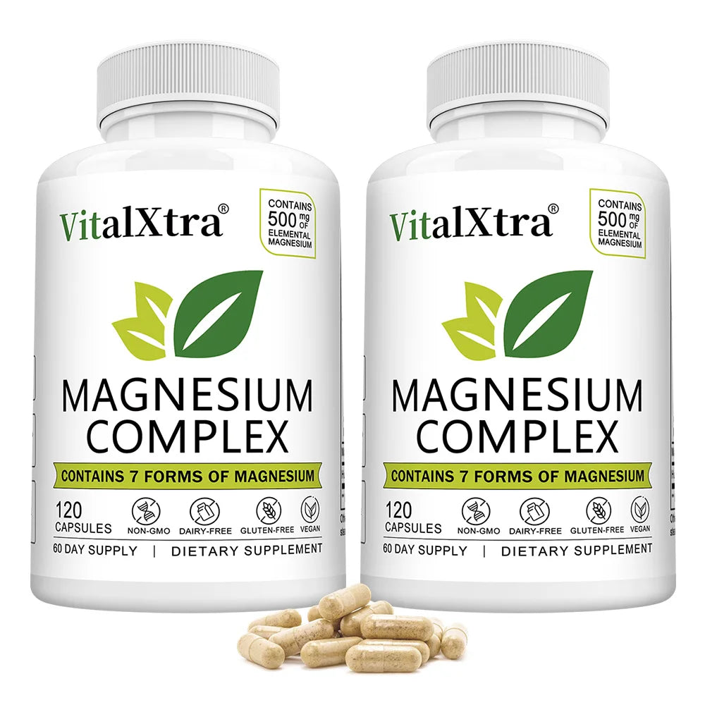 Magnesium Complex Supplement, 7-In-1 Bisglycinate, Chelate, Oxide, Malate, Orotate, Taurate, Citrate Magnesium for Calm, Sleep