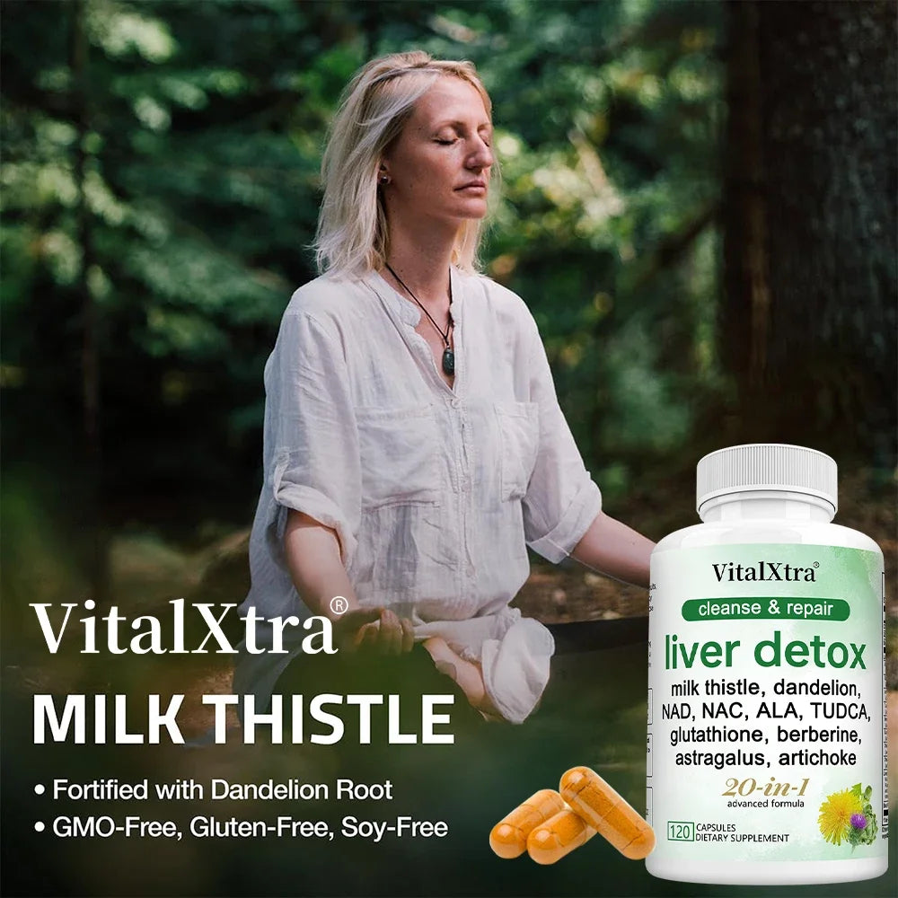 Liver Support Capsules,Milk Thistle Extract,Glutathione,Dandelion,Artichoke,Liver Cleanse & Detox,Antioxidant,Digestion Support