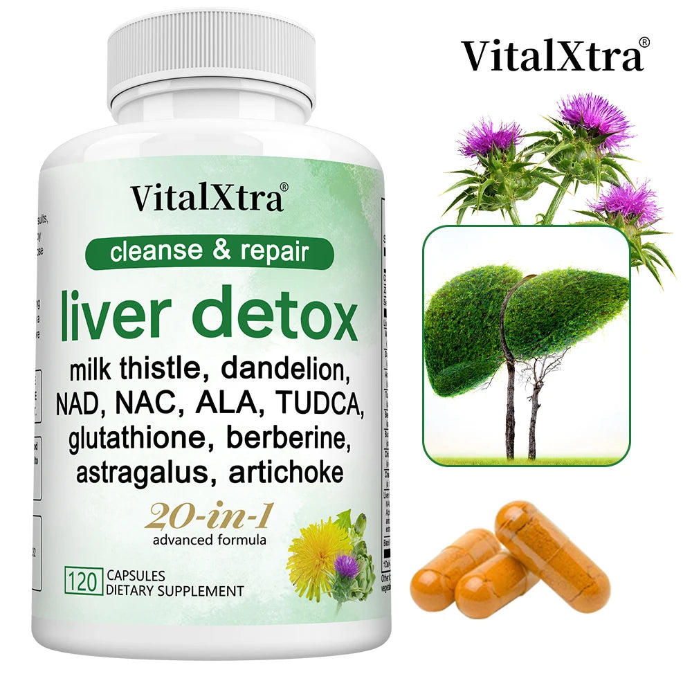 Liver Support Capsules,Milk Thistle Extract,Glutathione,Dandelion,Artichoke,Liver Cleanse & Detox,Antioxidant,Digestion Support