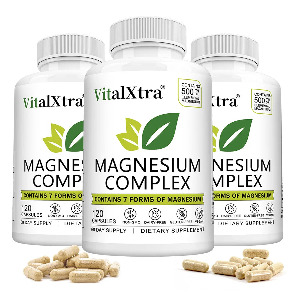 Magnesium Complex Supplement, 7-In-1 Bisglycinate, Chelate, Oxide, Malate, Orotate, Taurate, Citrate Magnesium for Calm, Sleep